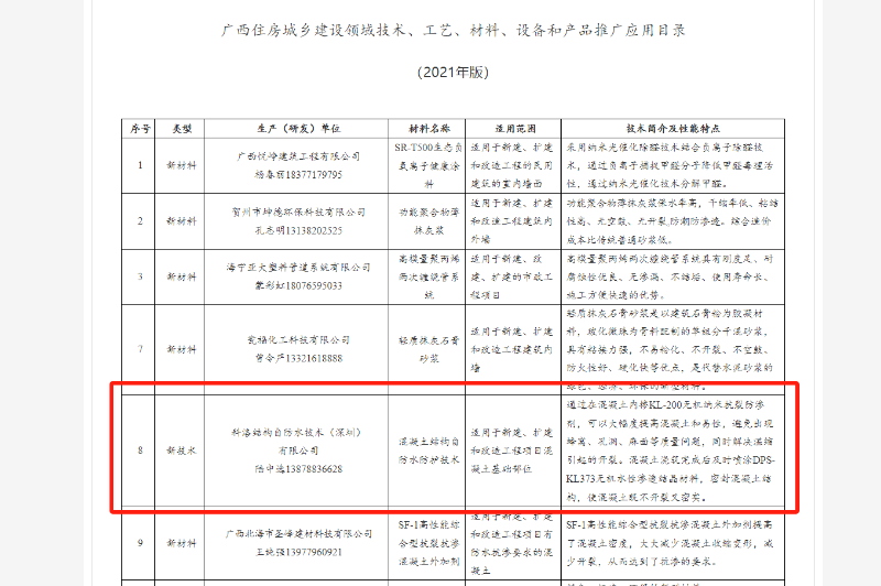 廣西住房城鄉(xiāng)建設(shè)領(lǐng)域技術(shù)、工藝、材料、設(shè)備和產(chǎn)品推廣應(yīng)用目錄